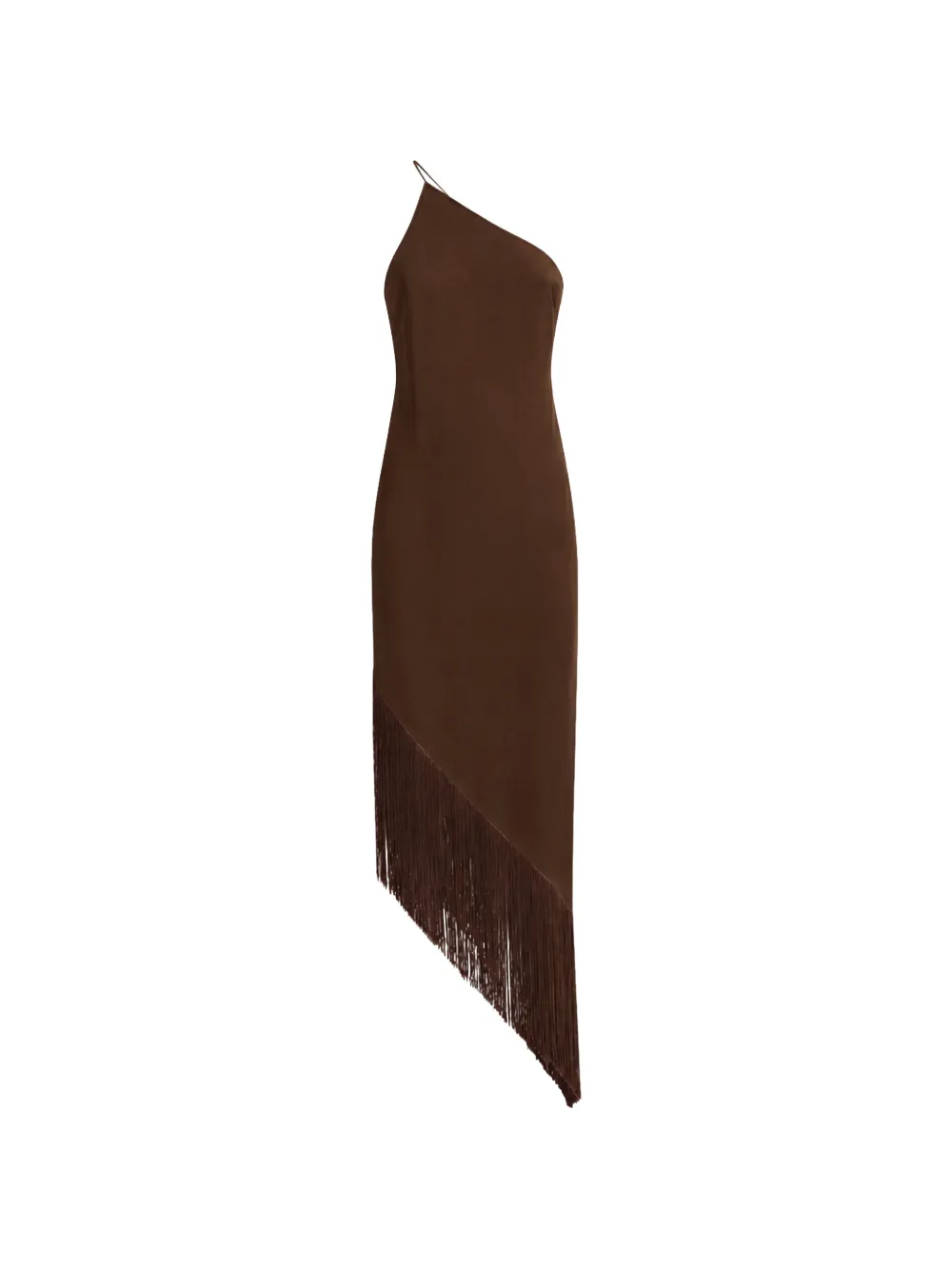 Taller Marmo Antelope fringe-trimmed asymmetric dress Bruin