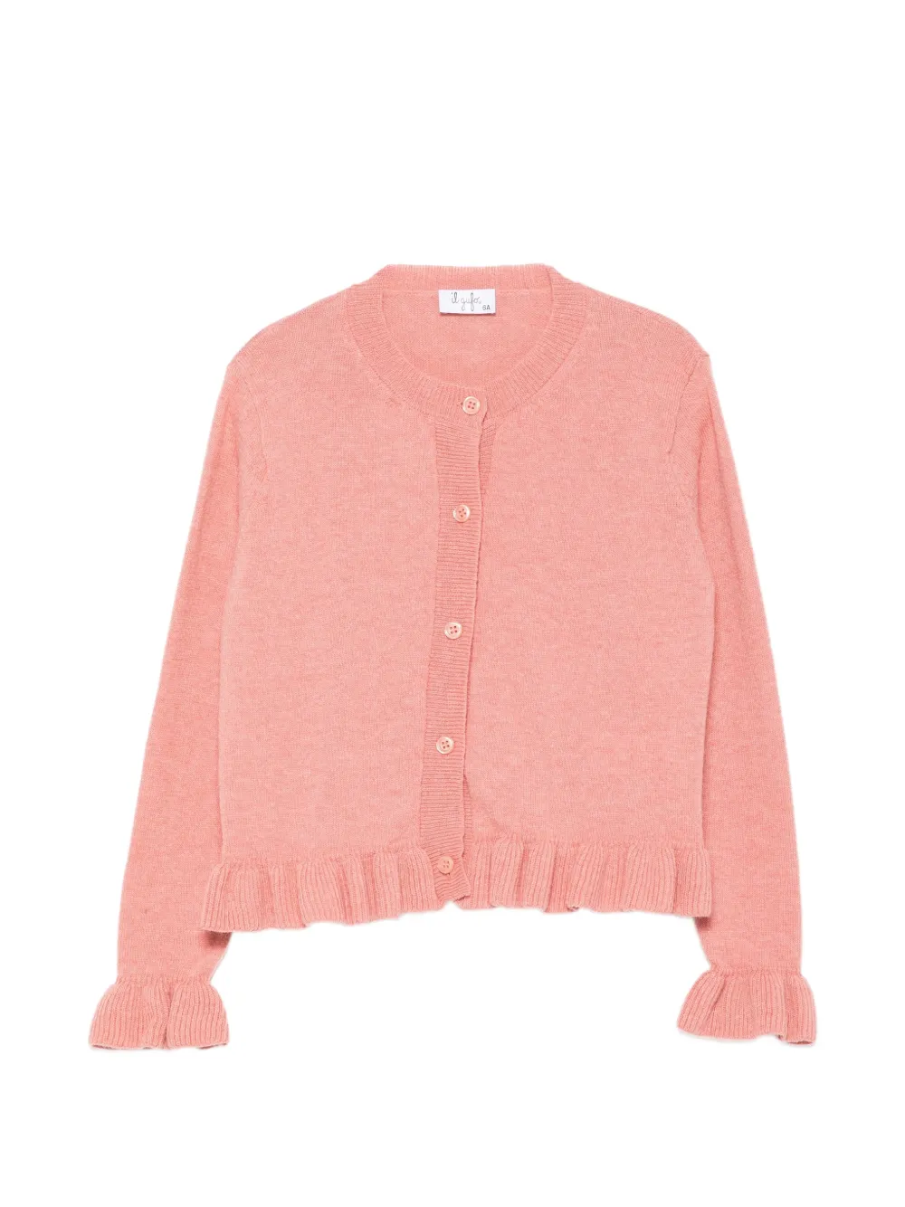Il Gufo ruffled wool cardigan Roze