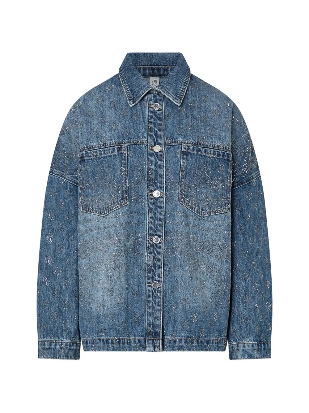LIU JO oversized jacket in denim with rhinestones - Blau