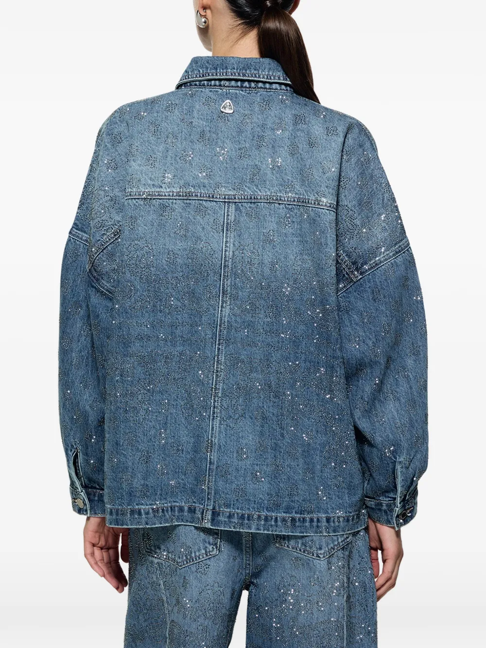 LIU JO oversized jacket in denim with rhinestones Blauw