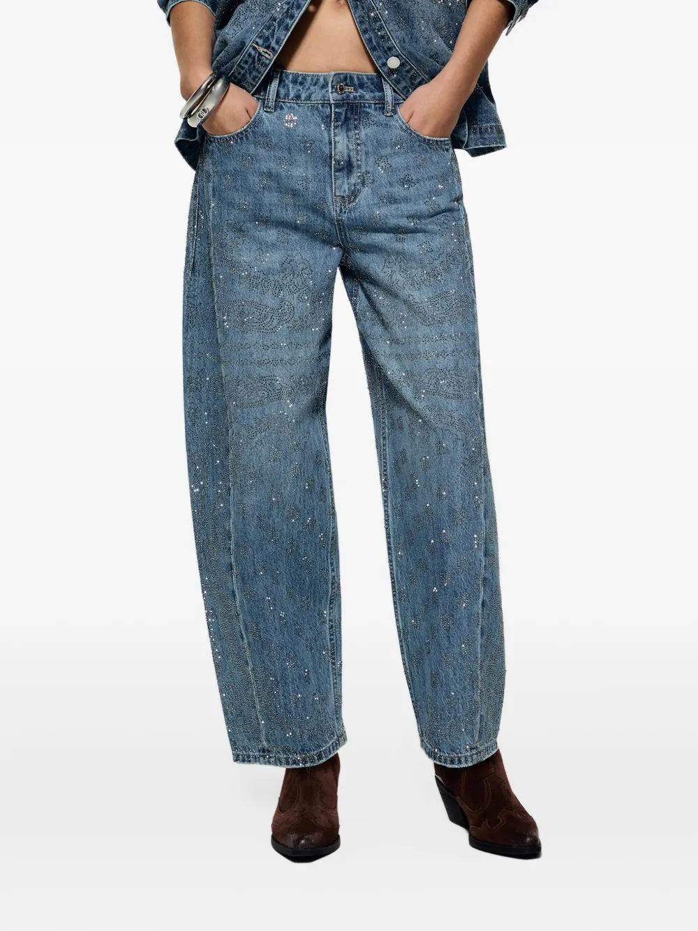 LIU JO jeans balloon with rhinestones Blauw
