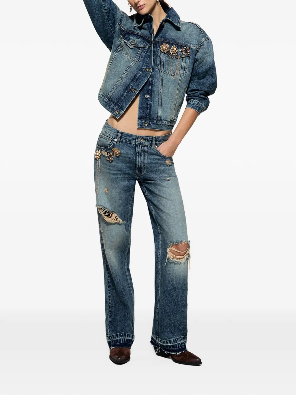 LIU JO jeans destroyed with spille-jewel Blauw