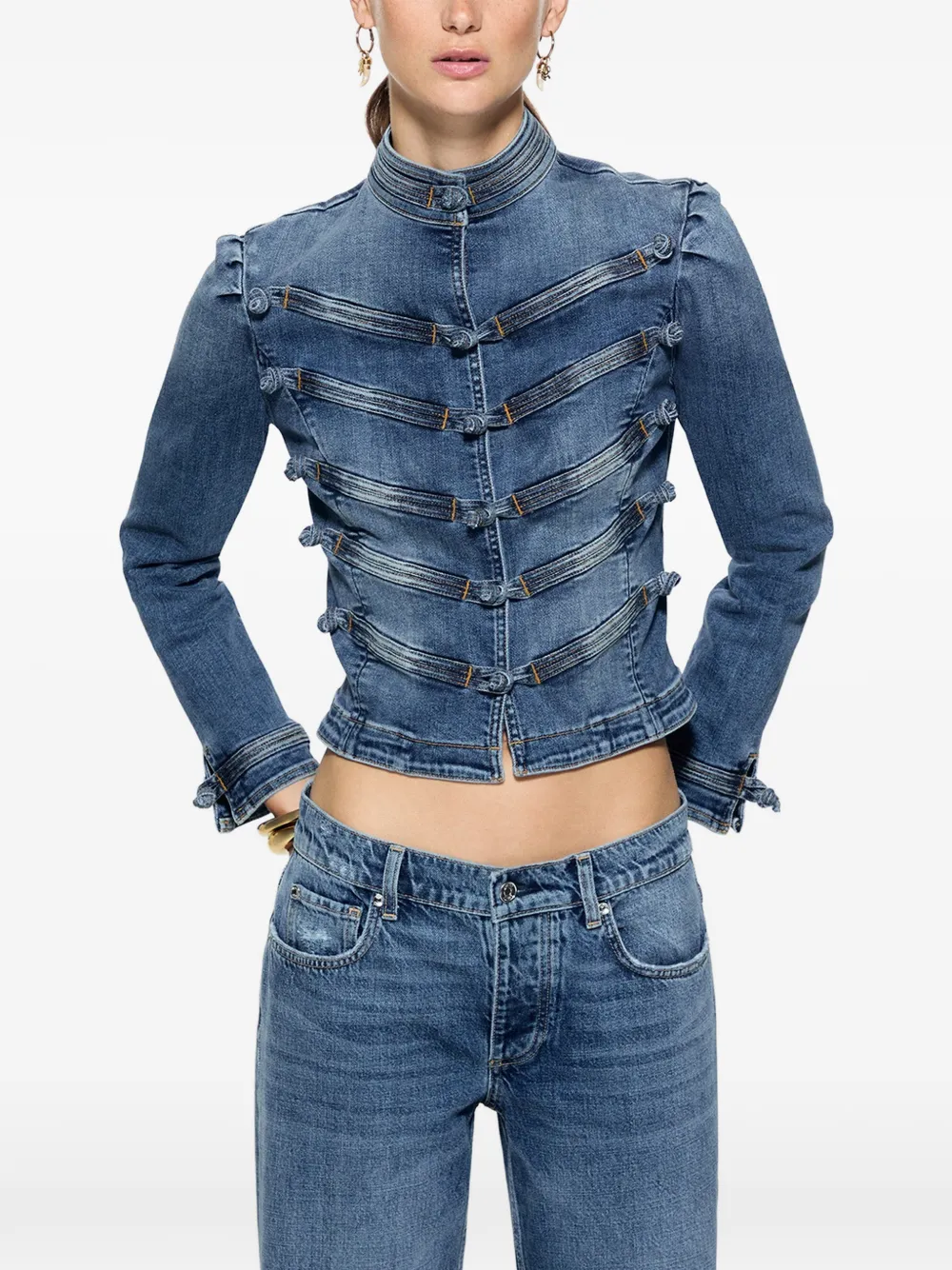 LIU JO jacket in denim with alamari Blauw