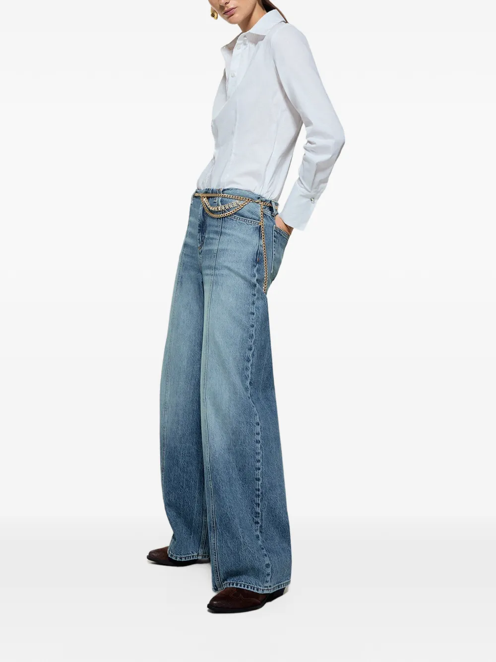 LIU JO flare jeans with belt-jewel Blauw