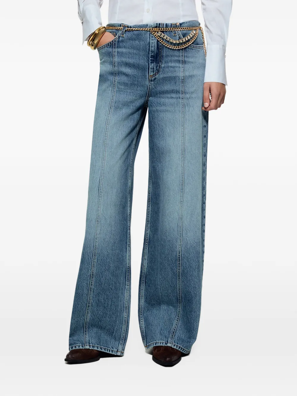 LIU JO flare jeans with belt-jewel Blauw