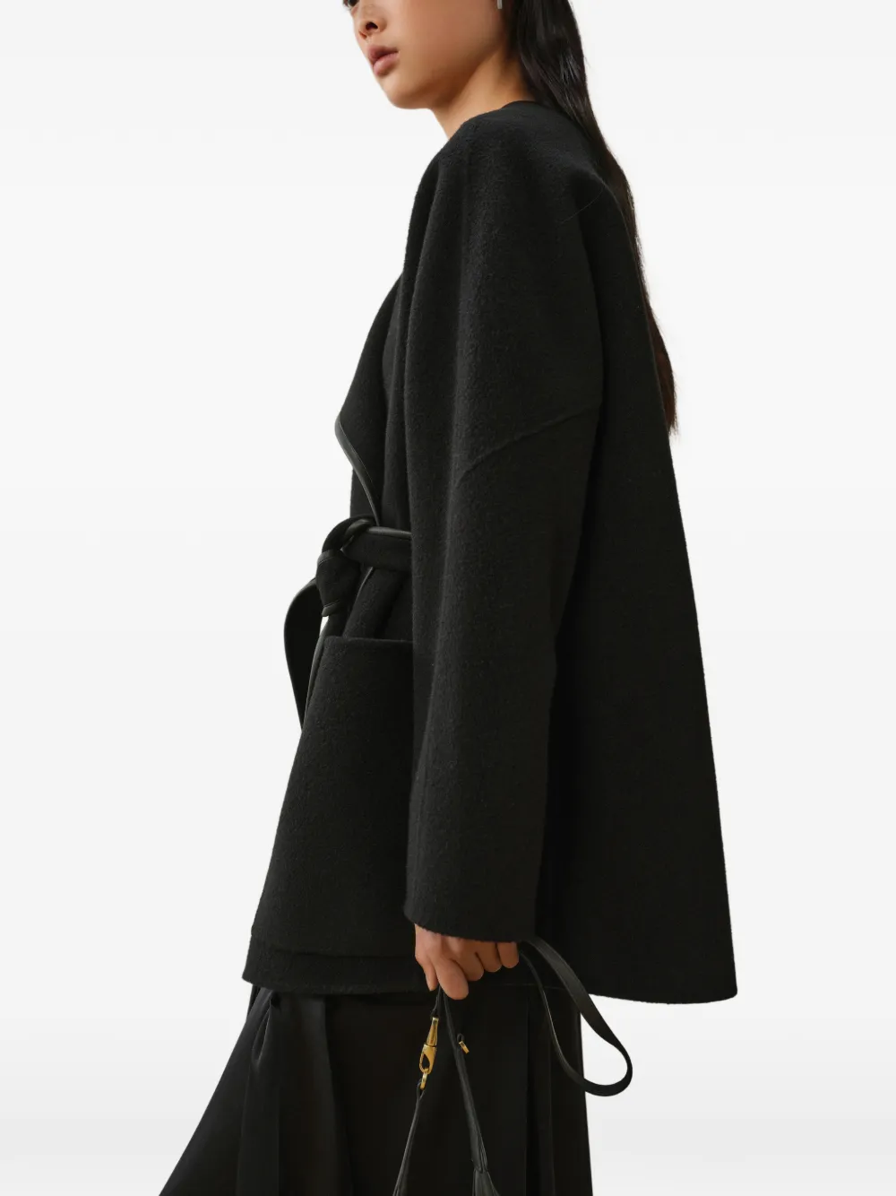 LESS Dubbelzijdige tweed jas Zwart