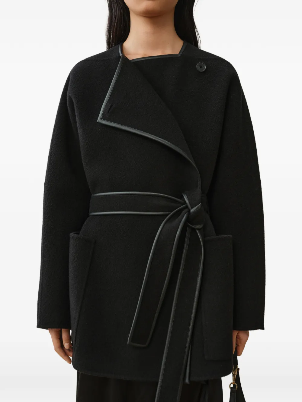 LESS Dubbelzijdige tweed jas Zwart