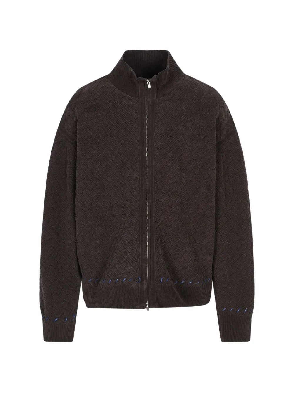 CROQUIS Cardigan con lavorazione a cesto e dettagli con cuciture punto festone - Marrone