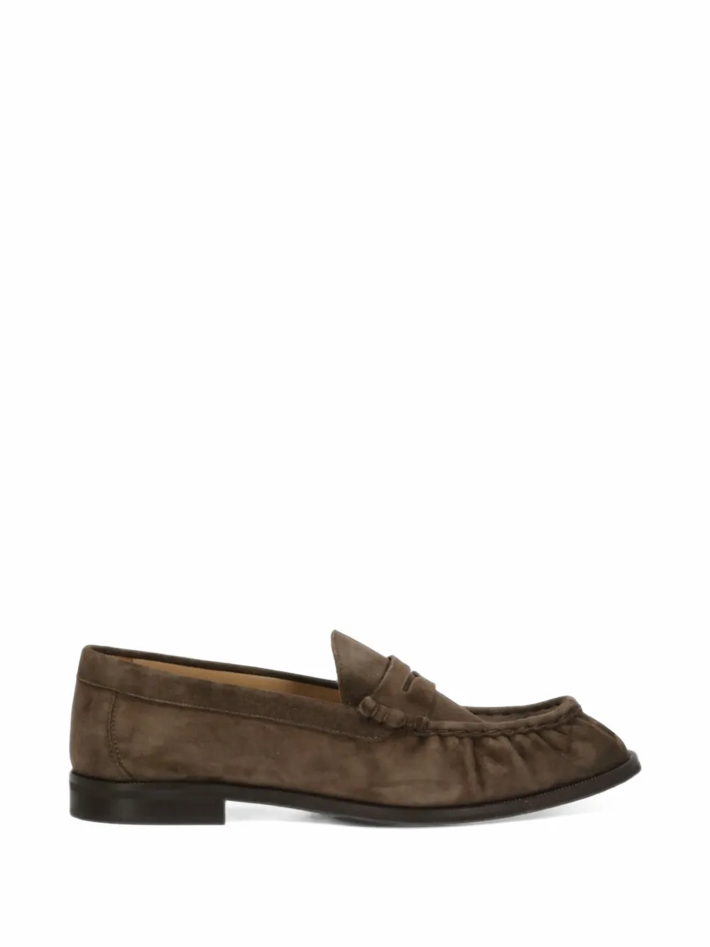 Julie Dee gathered suede loafers - Marrone