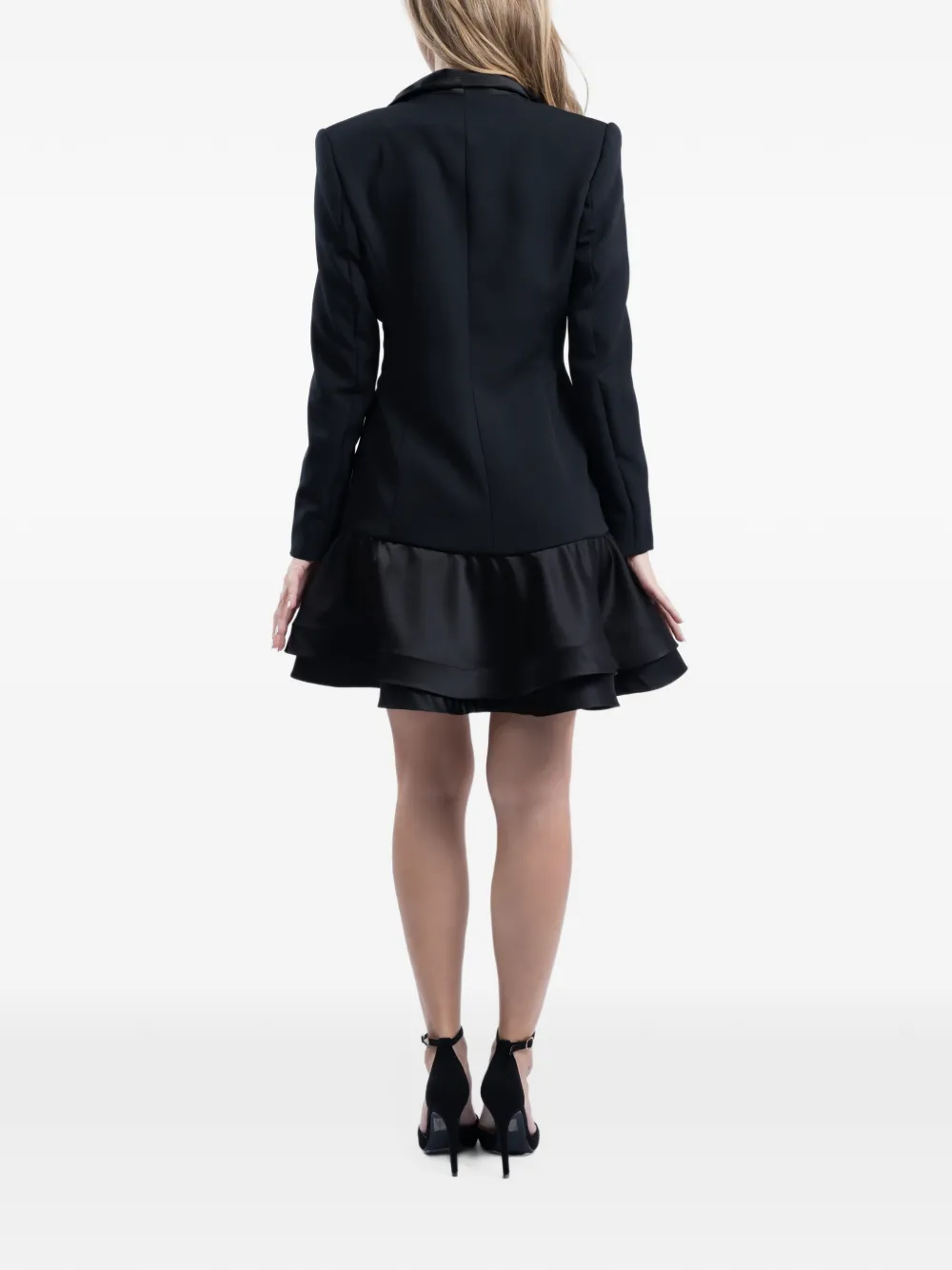 MONARH ruffled blazer-style mini dress Zwart