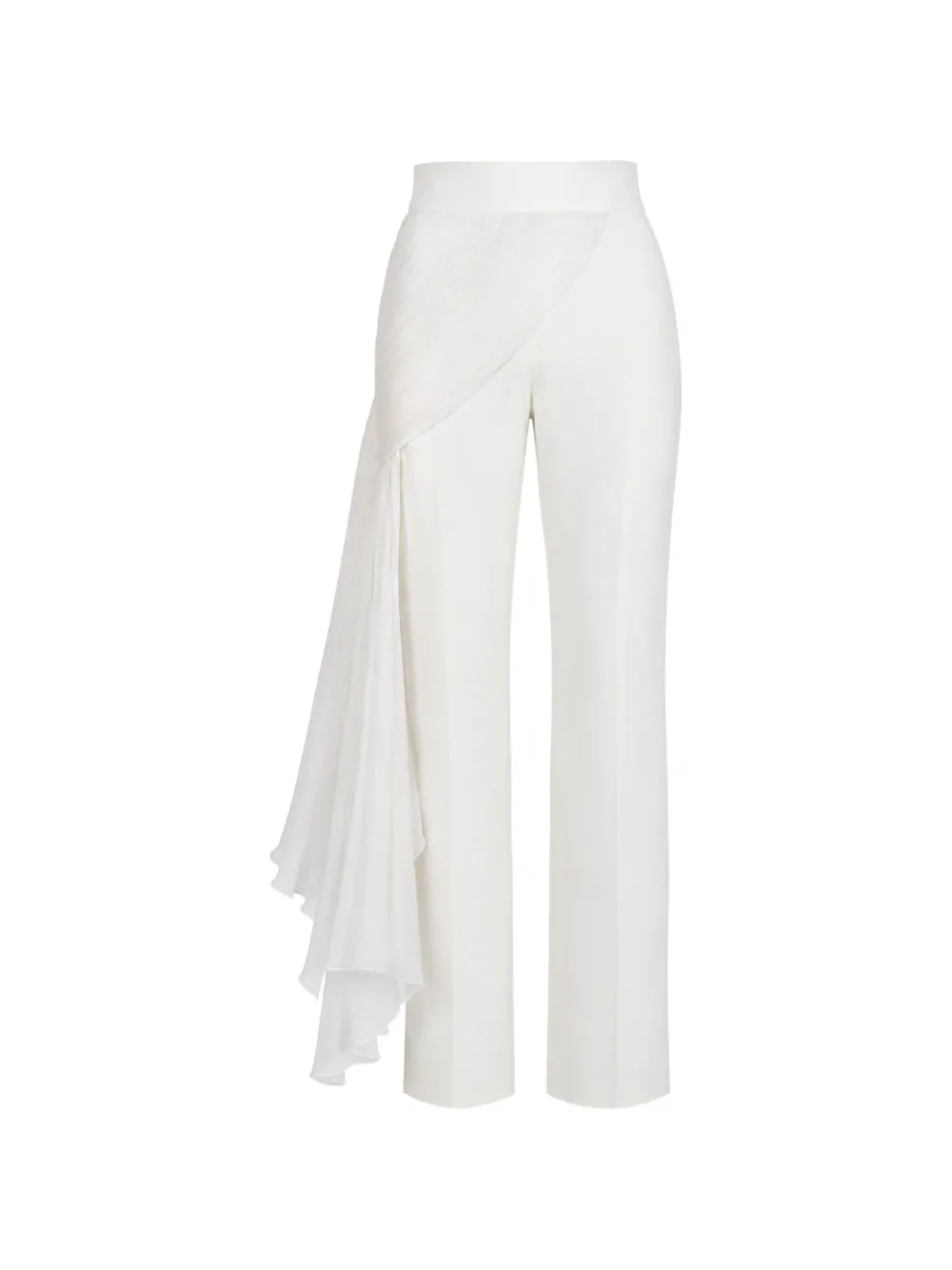MONARH gathered silk-ruffle trousers Wit