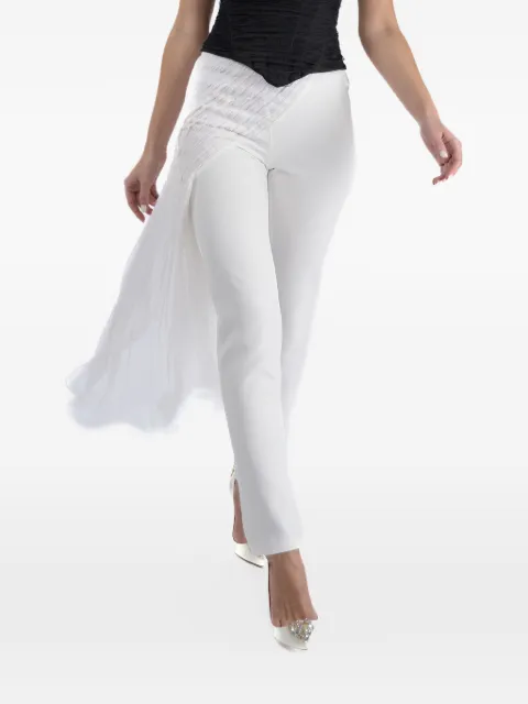 MONARH gathered silk-ruffle trousers