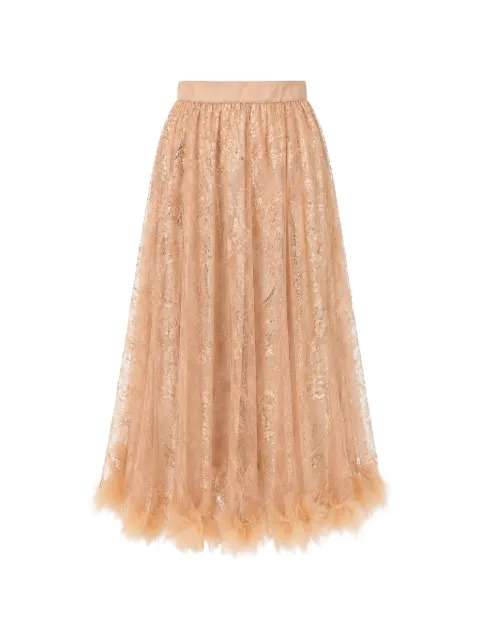 MONARH Fusta lace ruffle-trim midi skirt