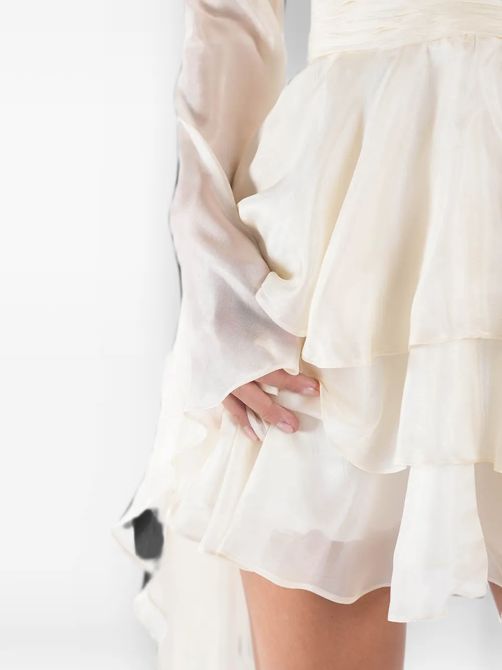 MONARH ruffled silk mini dress Beige