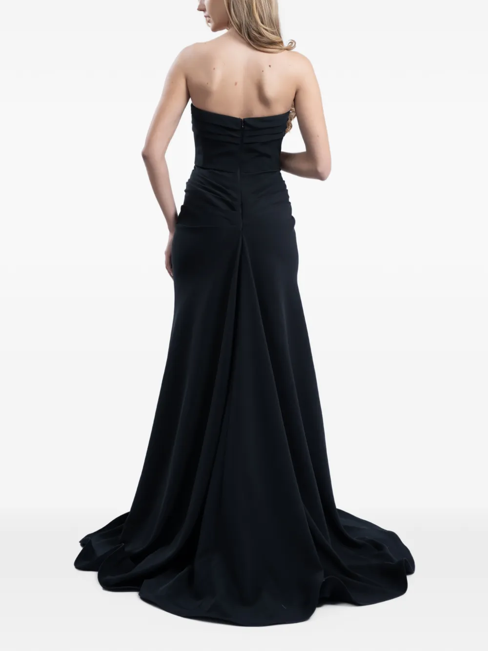MONARH draped strapless gown Zwart
