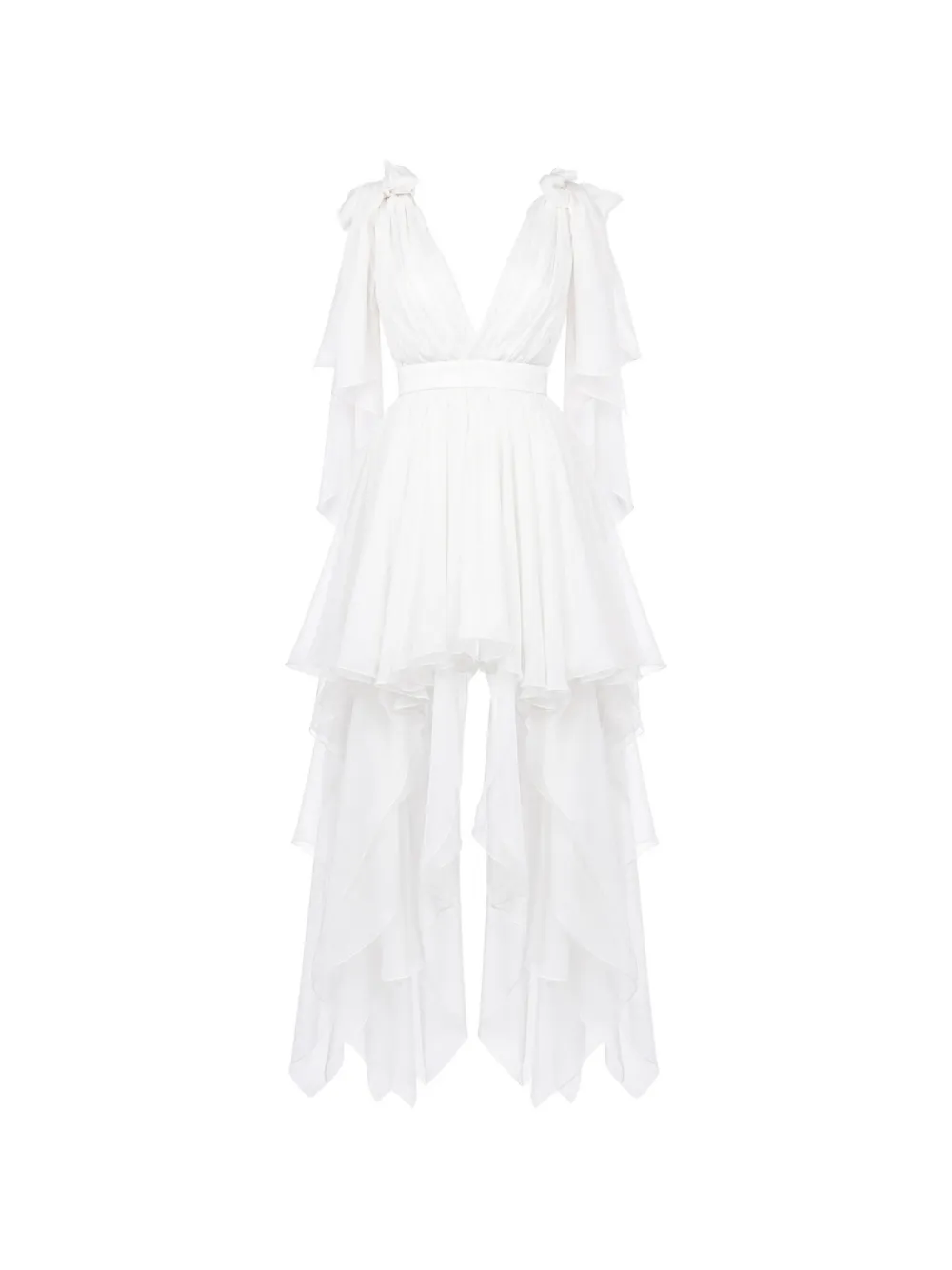 MONARH asymmetrical-scarf silk mini dress - Weiß