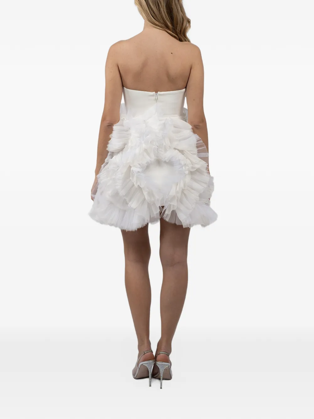 MONARH ruffled strapless mini dress Wit
