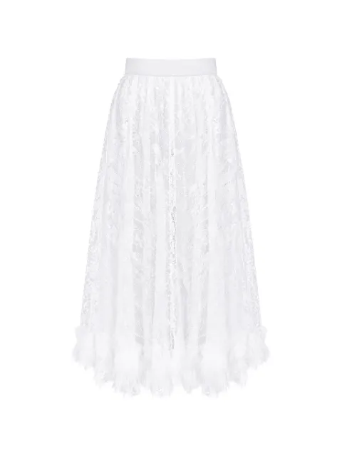 MONARH Fusta lace ruffle-trim midi skirt