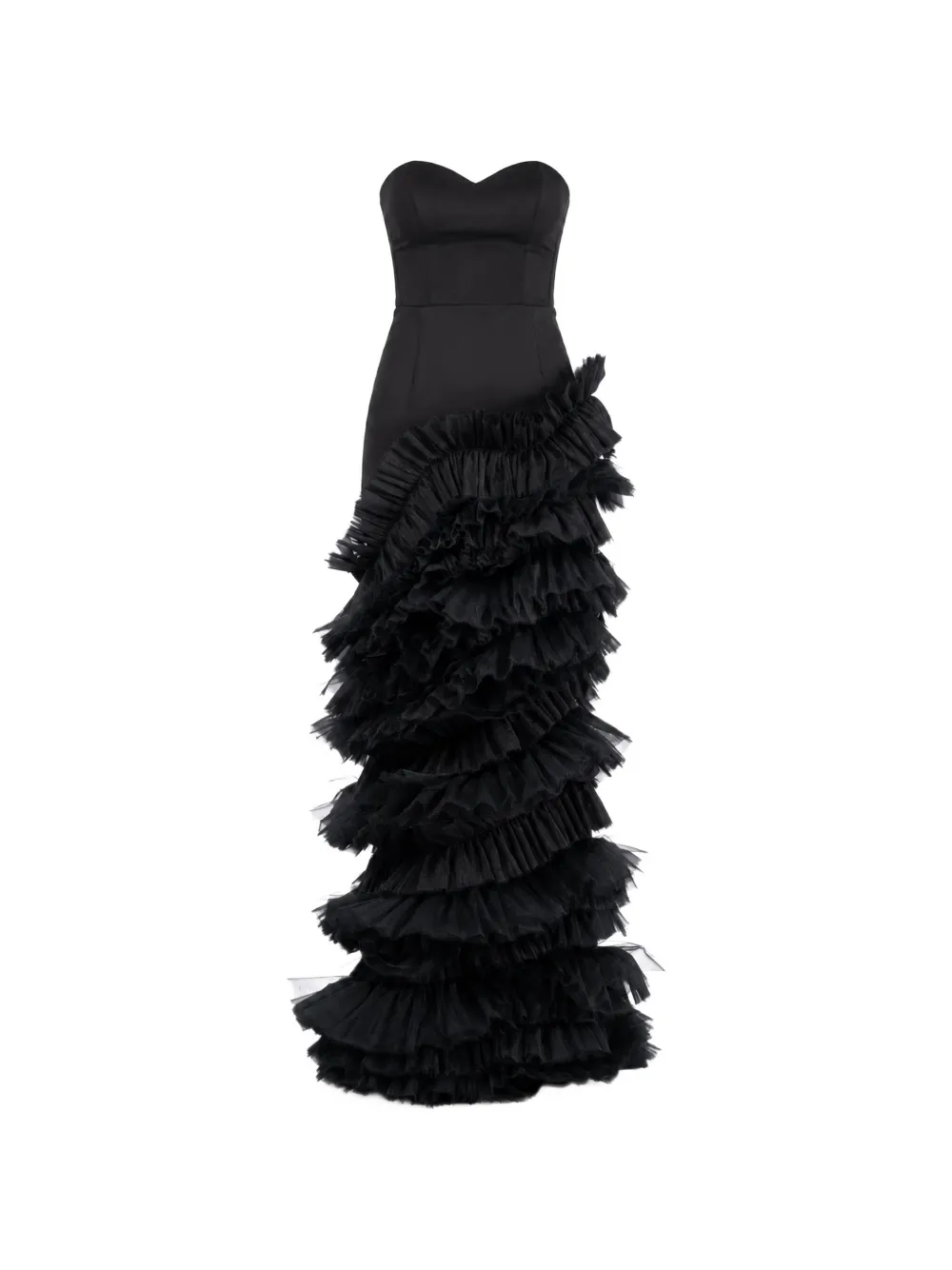 MONARH corset ruffled maxi dress Zwart