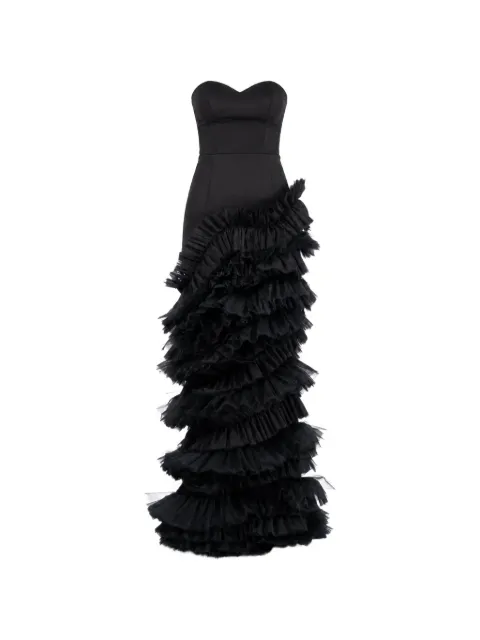 MONARH corset ruffled maxi dress