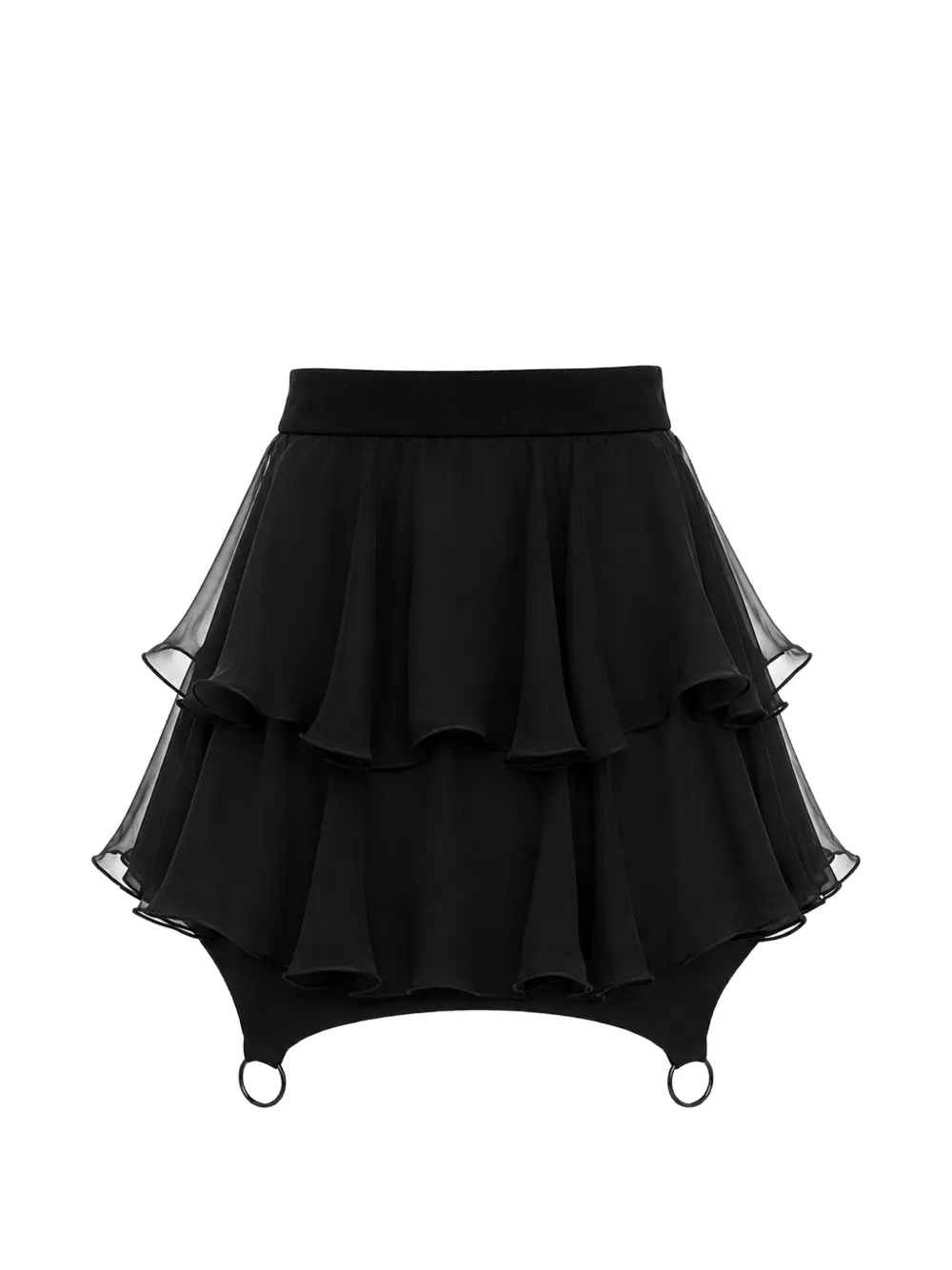 MONARH ruffled metal-ring mini skirt - Schwarz