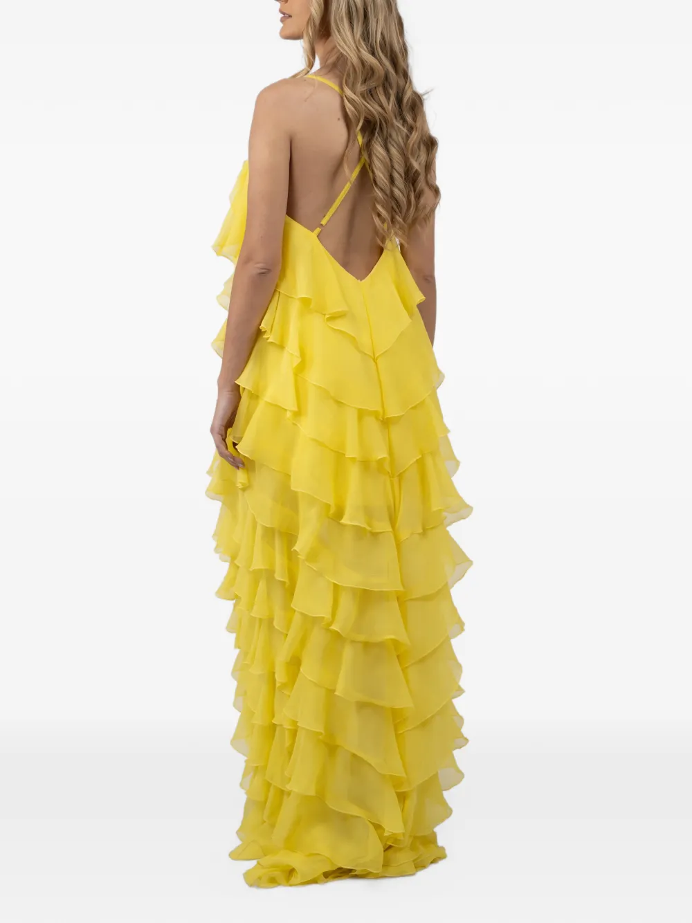 MONARH ruffled maxi dress Geel