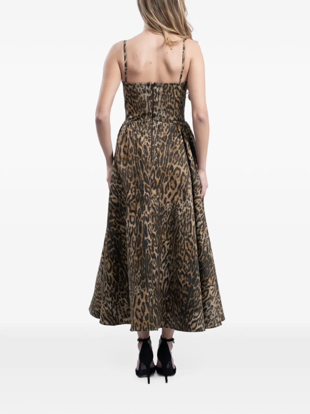 MONARH leopard-print corset-style midi dress Bruin