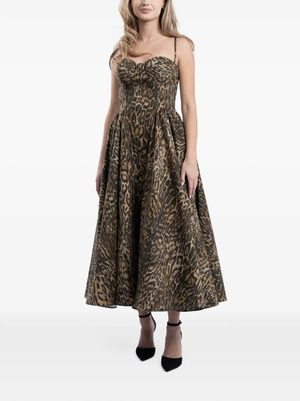 MONARH leopard-print corset-style midi dress Bruin