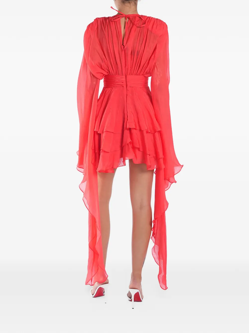 MONARH ruffled flowing-sleeve mini dress Oranje
