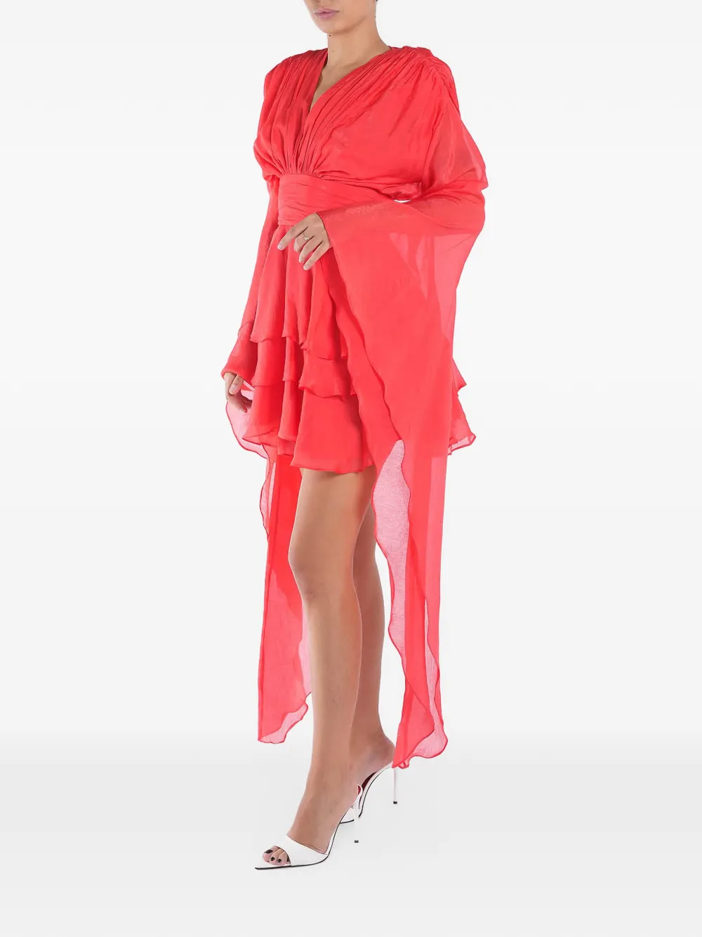 MONARH ruffled flowing-sleeve mini dress Oranje