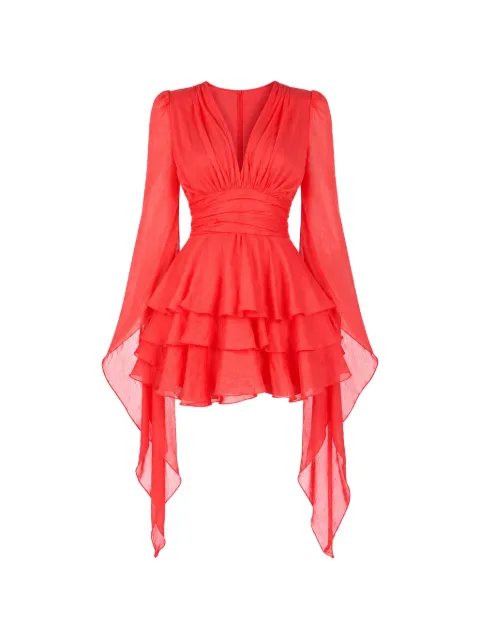MONARH ruffled flowing-sleeve mini dress