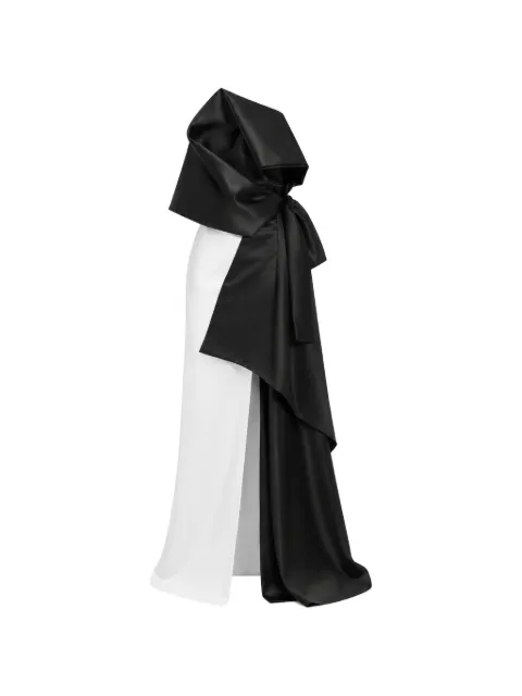 MONARH asymmetrical architectural bow gown