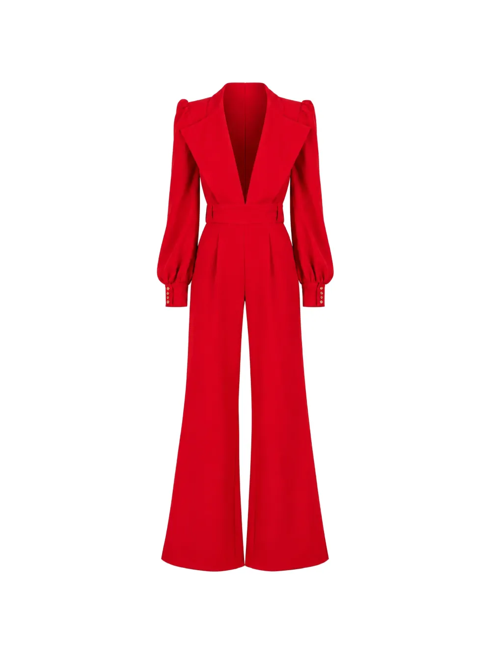 MONARH plunging-neck wide-leg jumpsuit - Rosso