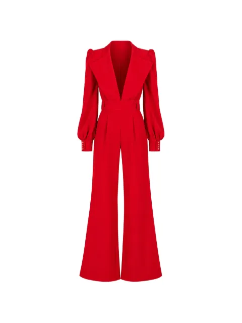 MONARH plunging-neck wide-leg jumpsuit