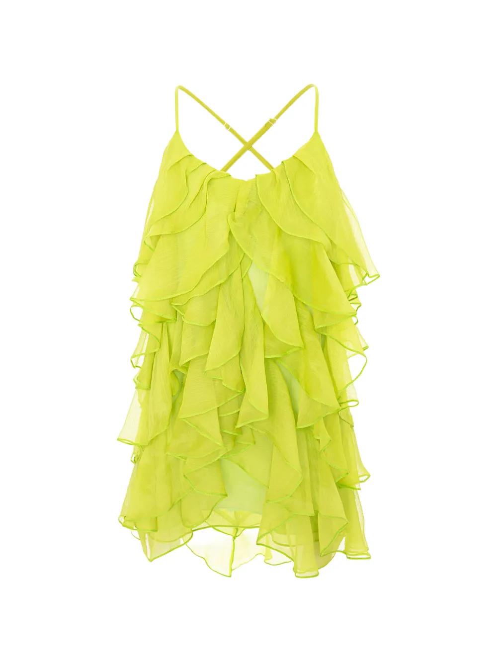 MONARH Lucky ruffled mini dress Geel