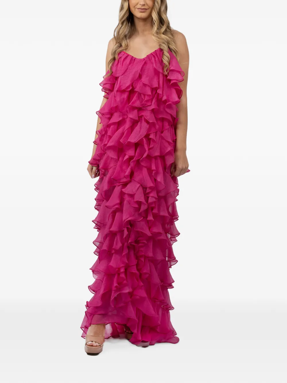 MONARH Lucky ruffled maxi dress Roze