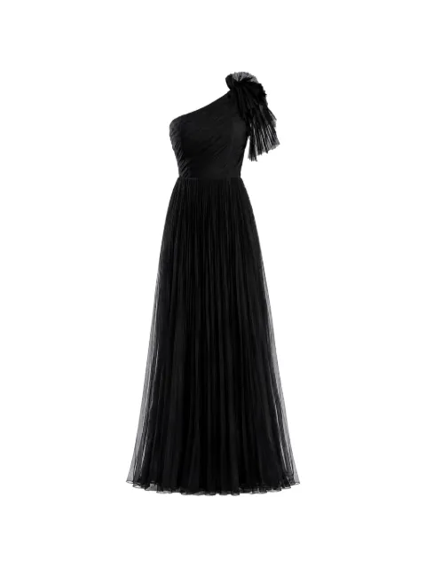 MONARH asymmetrical ruffled-shoulder maxi dress