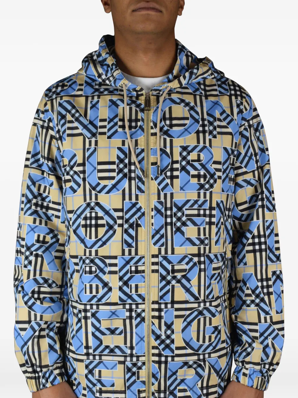 Burberry logo-print hooded jacket Beige