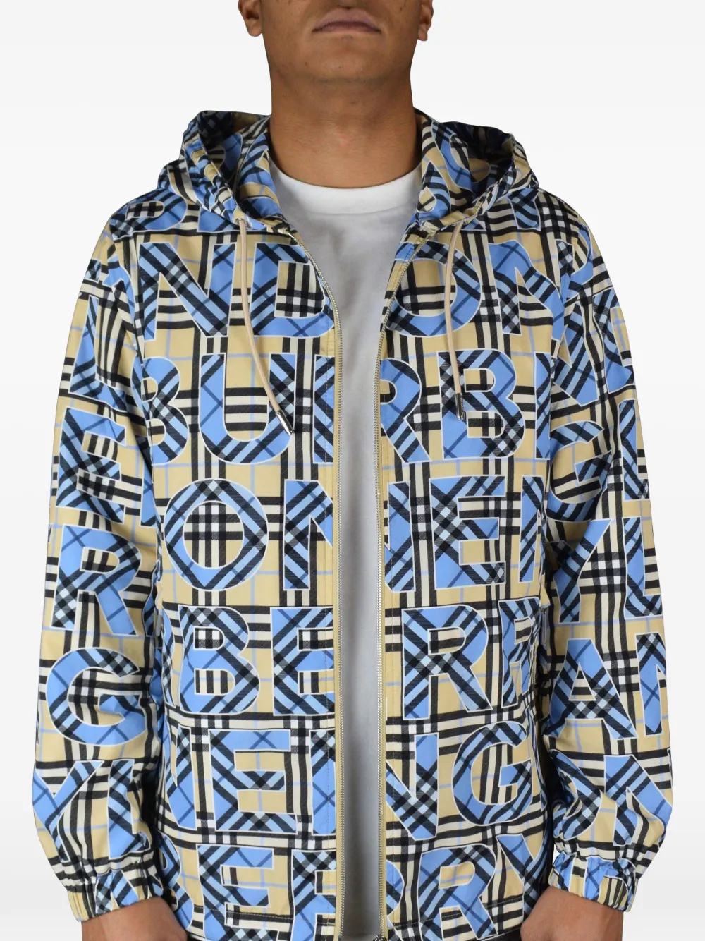Burberry logo-print hooded jacket Beige