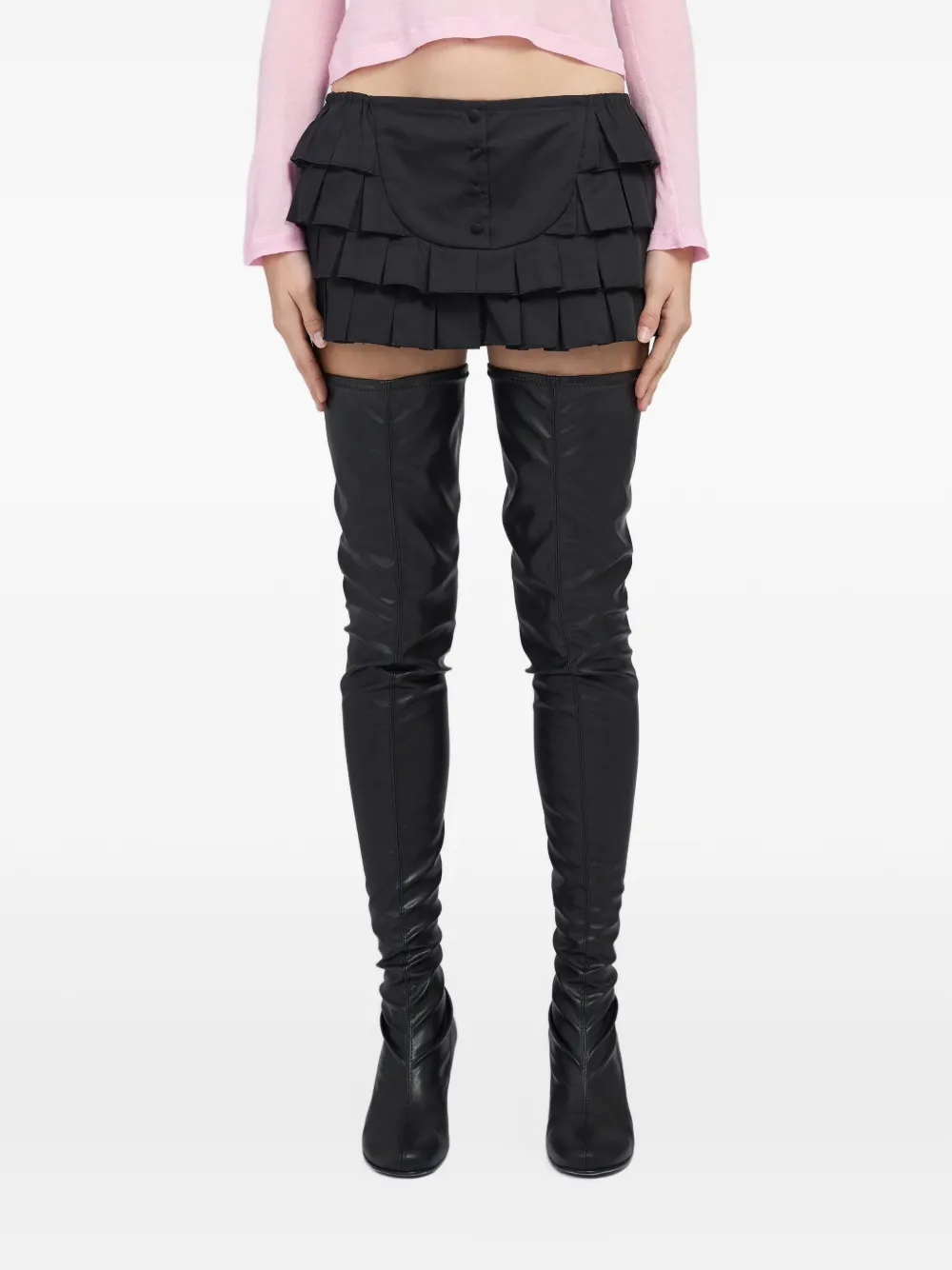 Gimaguas Shansa tiered ruffled mini skirt - Nero