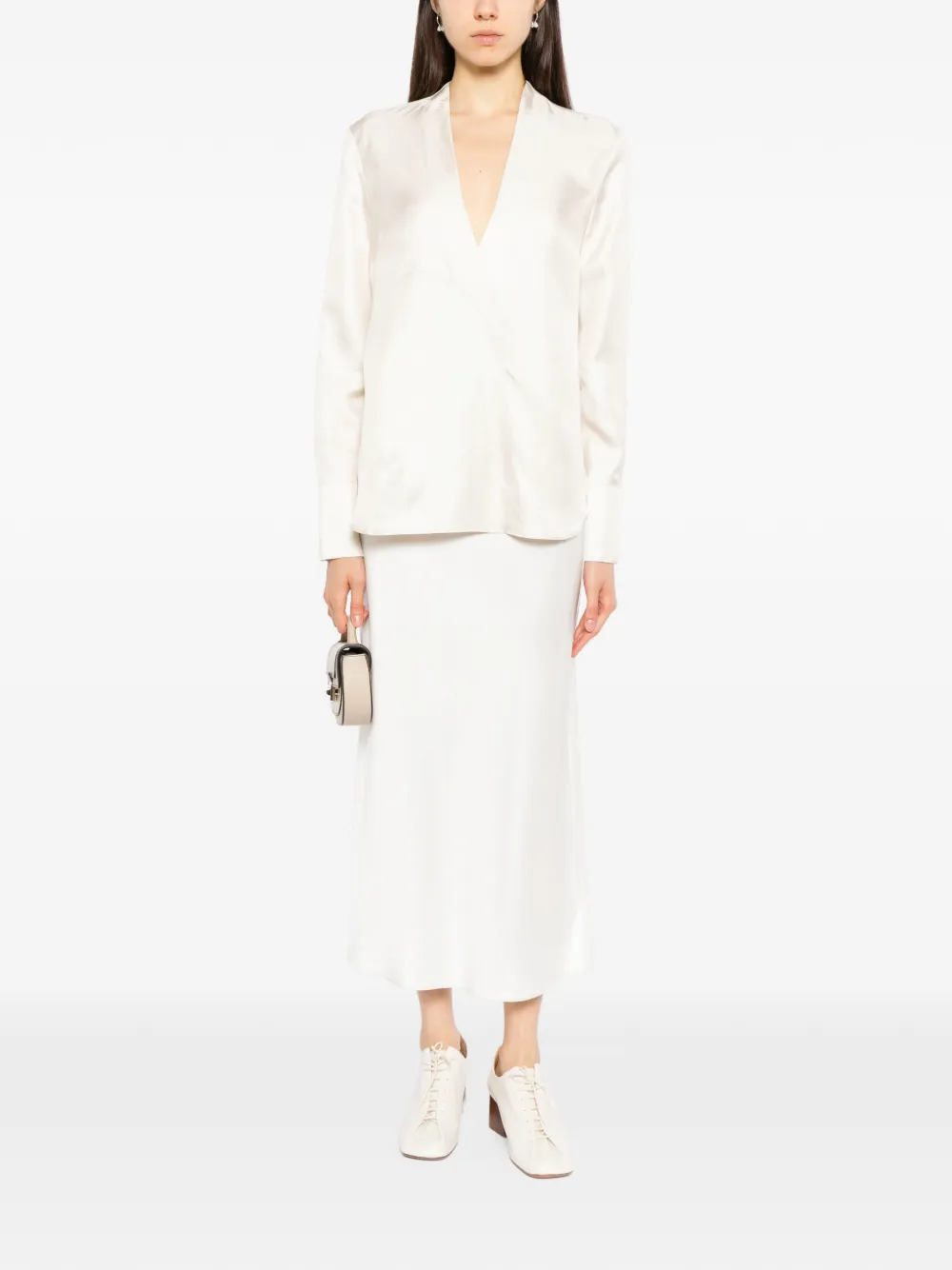 LouLou de Saison V-neck wrap-front blouse Beige