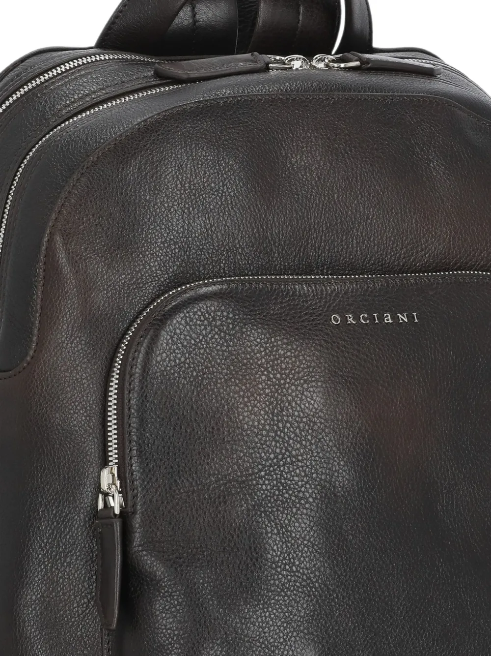 Orciani Work Lagoon grained leather backpack Bruin