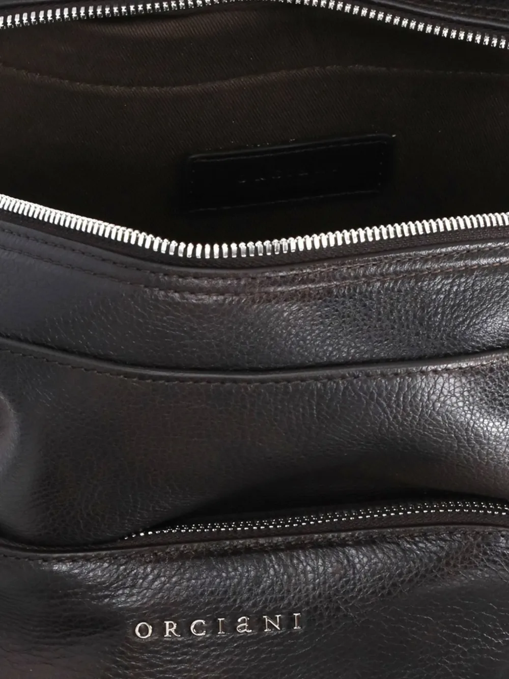 Orciani Work Lagoon grained leather backpack Bruin