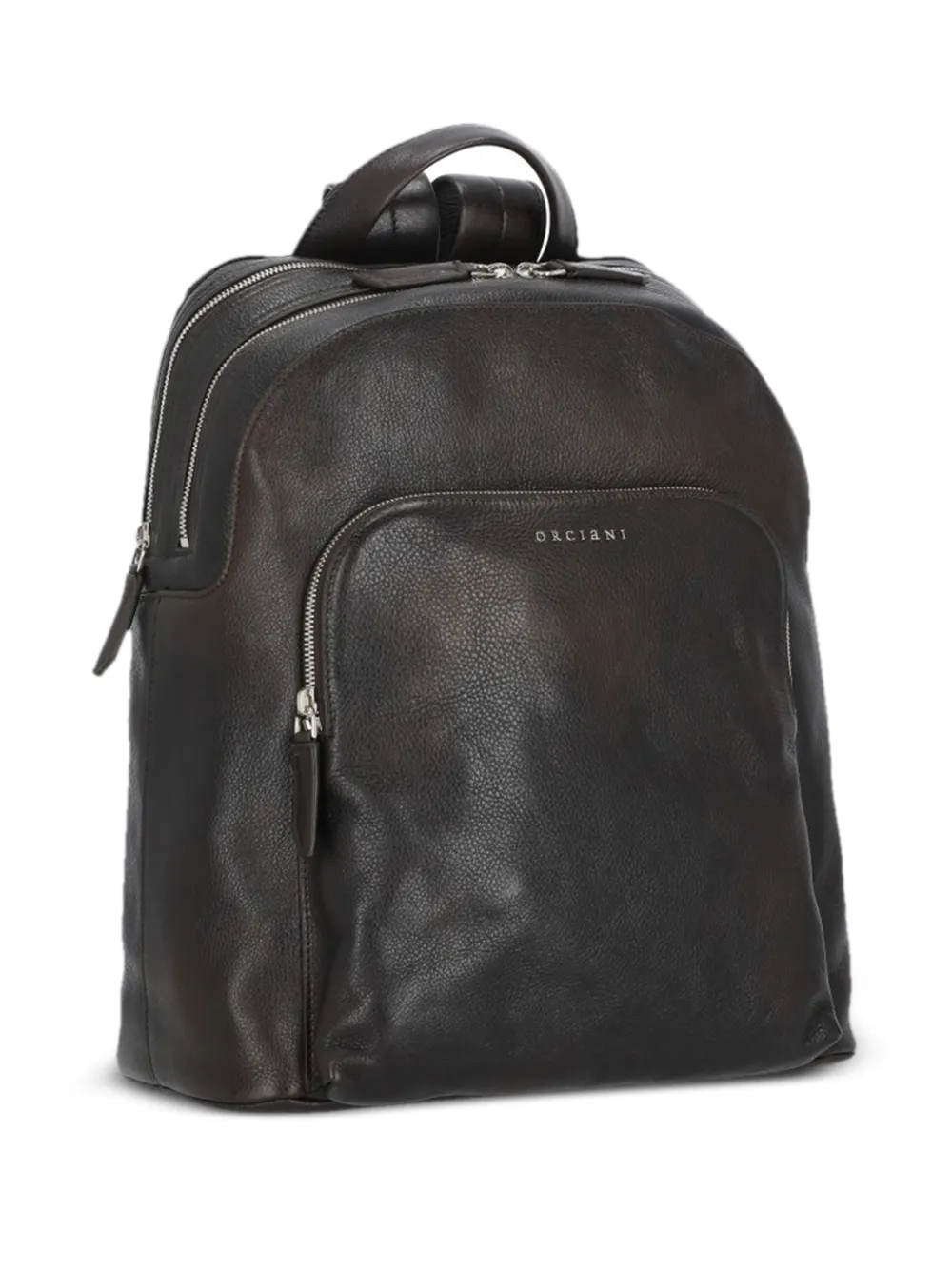 Orciani Work Lagoon grained leather backpack Bruin
