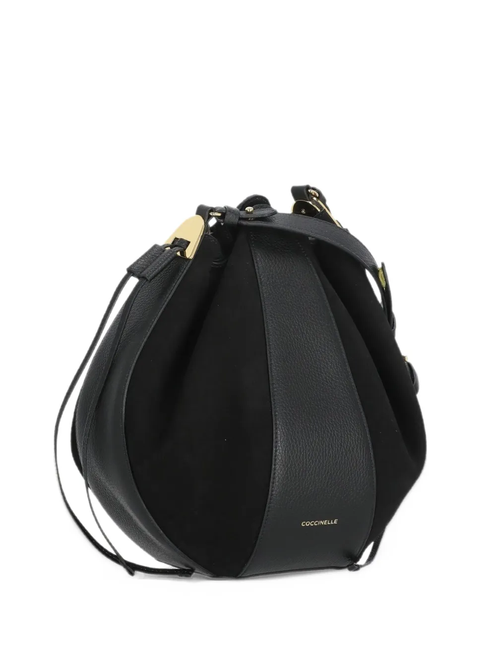 Coccinelle panelled leather bucket bag Zwart