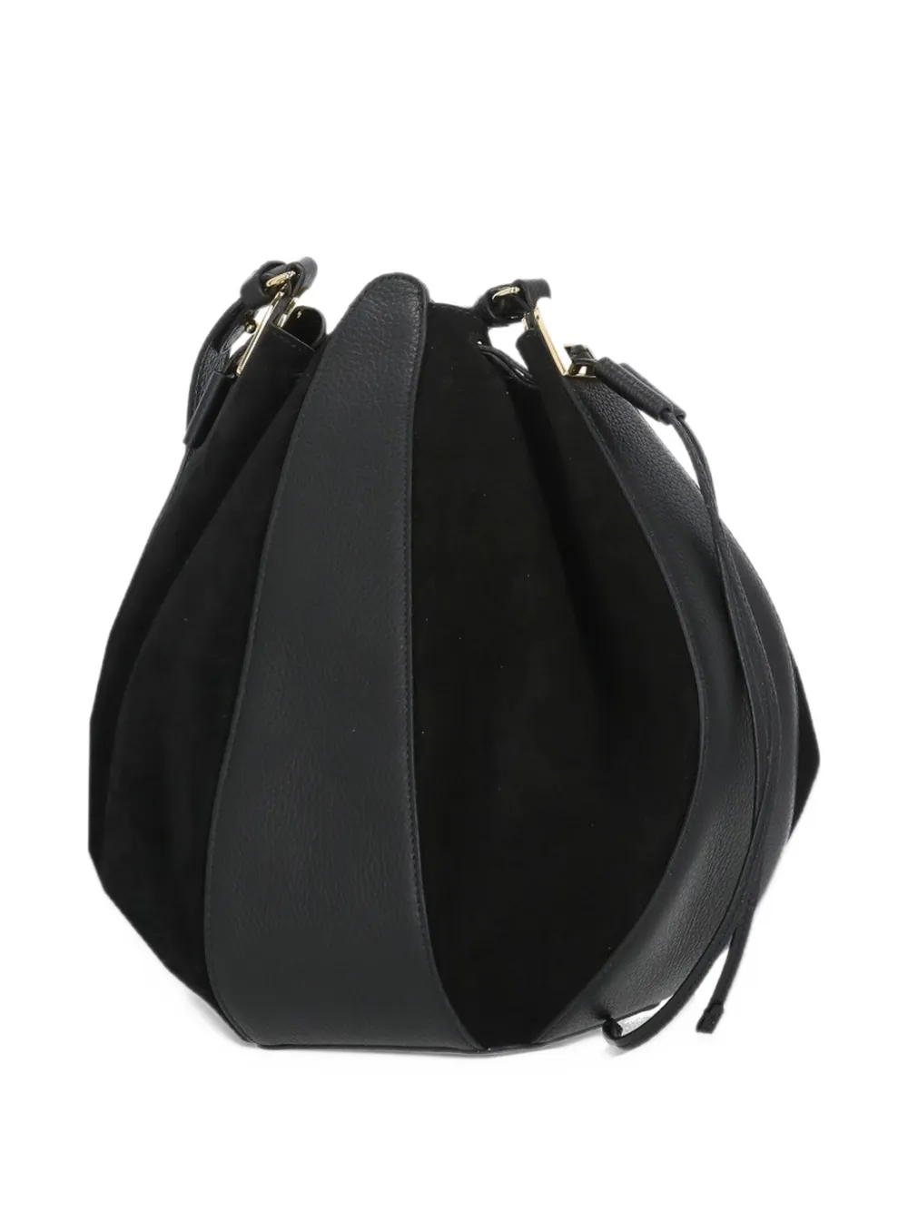 Coccinelle panelled leather bucket bag Zwart