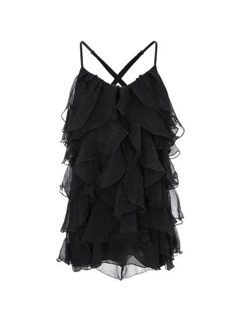 MONARH ruffled silk-blend mini dress