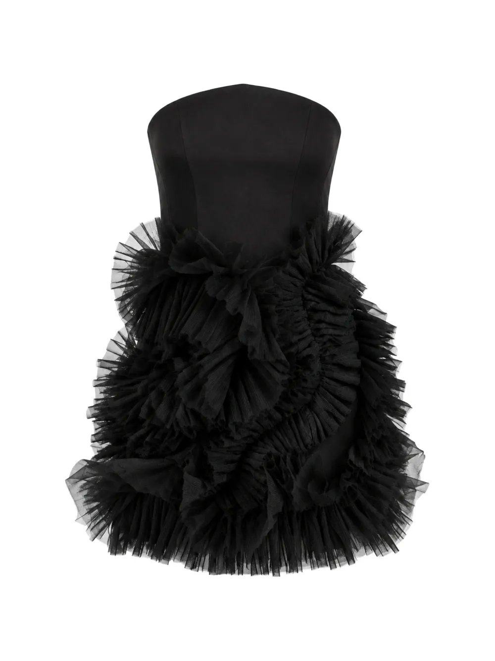 MONARH ruffled strapless mini dress - Schwarz