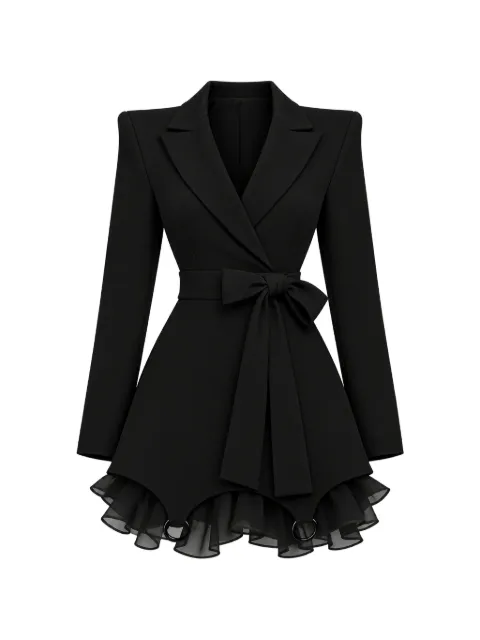 MONARH ruffle-trim bow-waist blazer mini dress