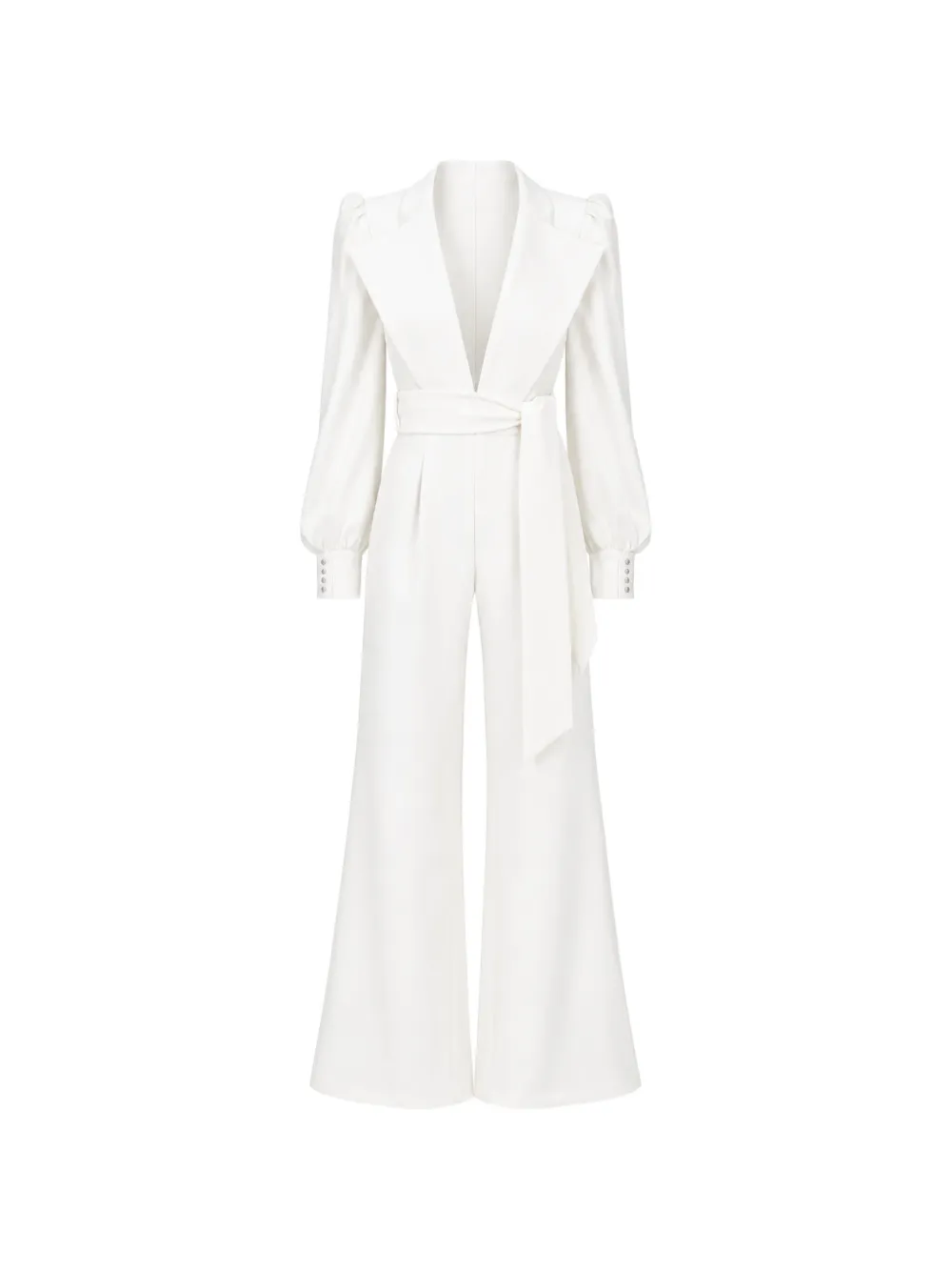 MONARH plunging puff-sleeve jumpsuit - Bianco
